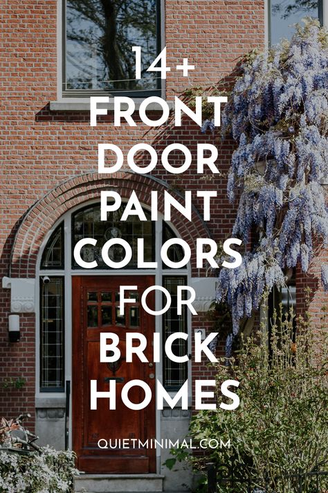 front door paint colors for brick homes Front Door Colors With Limewashed Brick, Front Door Colors With Light Brick, Best Front Door Colors For Red Brick House, Tudor Style Front Door, Best Front Door Colors For Brick House, Painted Front Door Ideas Brick House, Front Door Colors With Red Brick, Brown Brick Exterior, Brick House Front Door Colors