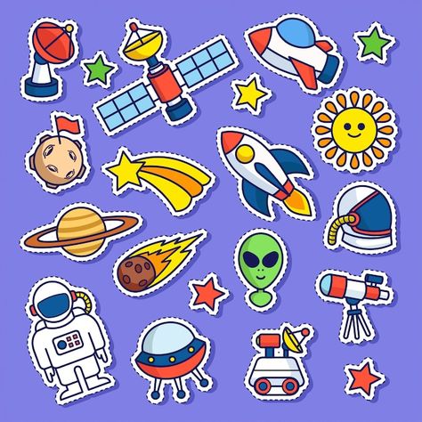 Space Stickers, Presentation Ideas For School, Space Doodles, Doodle Sticker, Planet Drawing, Space Icons, Trifold Brochure Design, Hobbies For Kids, Happy Stones