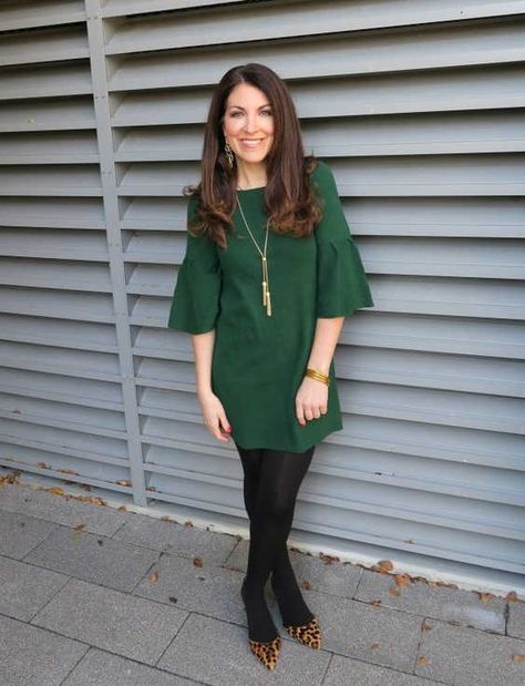 Please welcome my favourite assortment of inexperi... Check more at https://weeklyus.com/how-to-wear-green-dresses-easy-guide-for-beginners-2020/ Sweater Dress Outfit With Tights, Green Dress With Tights, Green Sweater Dress Outfit, Outfit With Tights, Green Dress Outfit, Dress With Tights, Green Sweater Dress, Green Shift Dress, Dark Green Dress