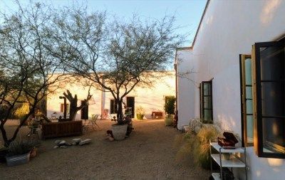 Diane Keaton Is Renovating a Tucson, Arizona Home Green Front Door, Green Front Doors, Desert Living, Diane Keaton, Arizona Desert, Desert Oasis, Rain Barrel, Front Door Colors, Mediterranean Home