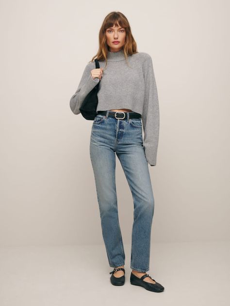 Women's Jeans | Sustainable Jeans | Reformation Slim Straight Jeans Outfit, Straight Jeans Outfit, Style Roots, Sustainable Denim, High Rise Straight Jeans, High Rise Bootcut Jeans, Color Season, Long Jeans, Denim Mini Dress