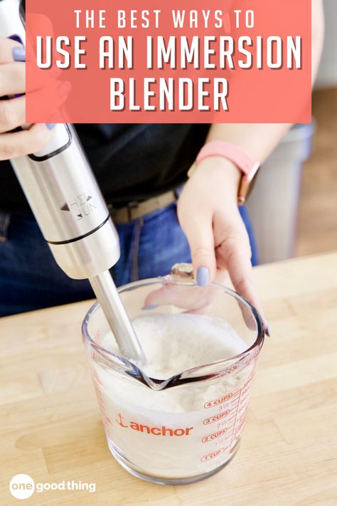 Leave your bulky blender where it is and grab this infinitely more portable gadget instead Immersion Blender Recipes, Emulsion Blender, Blender Recipes Smoothies, Blender Portable, Hand Held Blender, Smoothie Juice, Blender Smoothie, Jam Recipes Homemade, Recipes For Summer