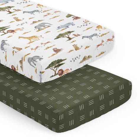 Sweet Jojo Designs Jungle Animals Boy Girl Gender Neutral Unisex 2 Pack Fitted Crib Sheets Boho Wildlife Safari Animal Elephant - Bed Bath & Beyond - 38339112 Zoo Nursery Theme, Jungle Nursery Boy, Safari Nursery Boy, Multiple Baby, Jungle Safari Nursery, Baby Safari Nursery, Elephant Bedding, Jungle Themed Nursery, Jungle Theme Nursery