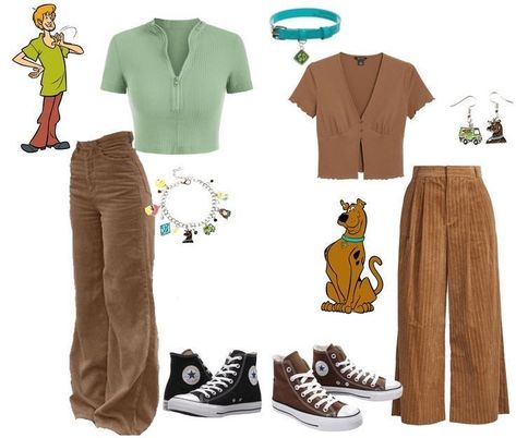 Scooby Inspired Outfit, Shaggy Inspired Outfits Scooby Doo, Shaggy Inspired Outfits, Shaggy Outfit Scooby Doo, Shaggy Girl Costume, Shaggy Halloween Costume Girl, Cute Scooby Doo Costume, Scooby Doo Aesthetic Outfits, Scooby And Shaggy Costume