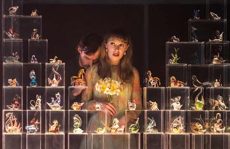 Paul Hilton and Lizzie Annis in The Glass Menagerie at Duke of York's Theatre, London. Photo: Johan Persson Glass Menagerie Set Design, The Glass Menagerie Set Design, Stage Pictures, Theater Aesthetic, Person Pose, Drama Stage, The Glass Menagerie, Jessie Buckley, Teaching Theatre