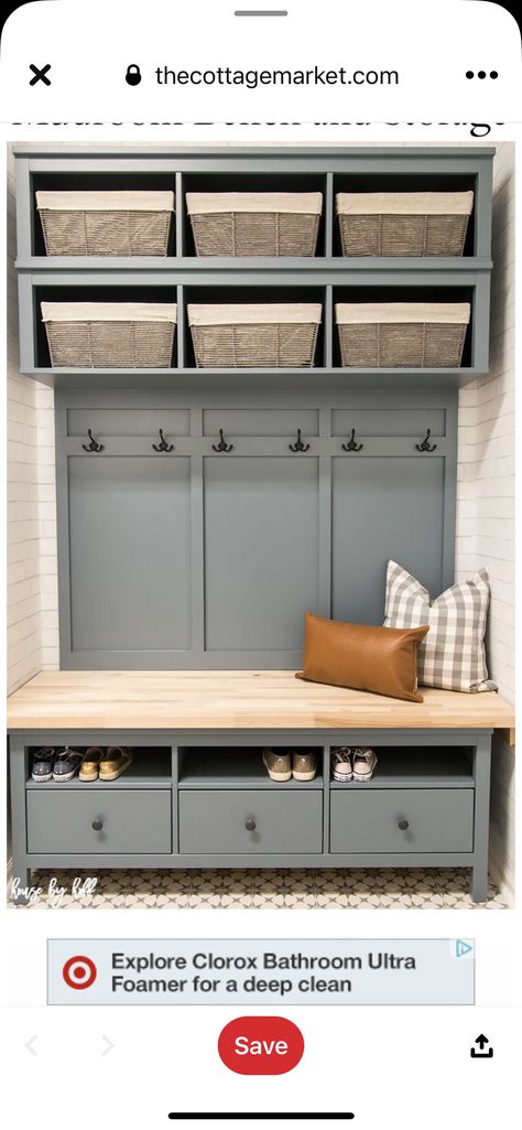 Ikea Hemnes Hack, Farmhouse Fireplace Decor, Ikea Makeover, Mudroom Makeover, Mudroom Laundry, Diy Mudroom, Minimalist Living Room Design, Diy Mudroom Bench, Mudroom Laundry Room