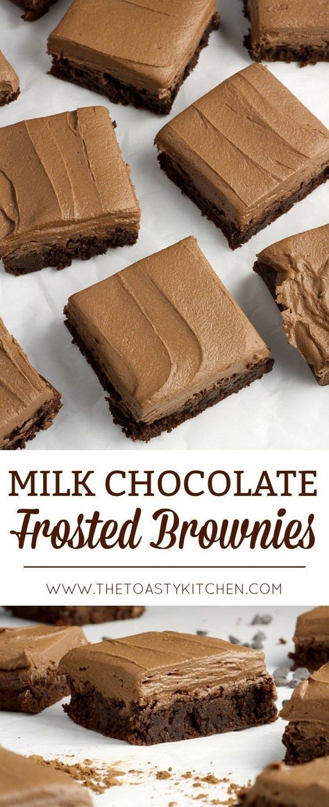 Frosted Brownies Recipe, Frosted Brownies, Milk Chocolate Brownies, Milk Chocolate Frosting, Brownie Frosting, Brownies Recipe Homemade, Brownie Desserts, Dessert Bar Recipe, Recipe Dessert