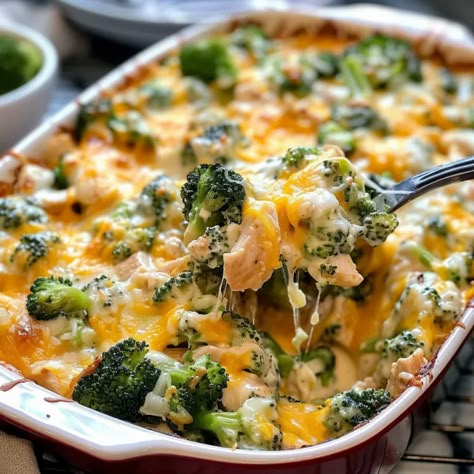 Chicken and Broccoli Cheesy Casserole. This dish is the perfect blend of tender chicken, crisp broccoli, and gooey cheese, all baked to golden perfection. It's an easy-to-make, crowd-pleasing meal that's Cracker Chicken Casserole, Chicken Cheese Casserole, Chicken Broccoli Cheese Casserole, Ritz Cracker Chicken Casserole, Cheesy Casserole Recipes, Vegetable Casseroles, Ritz Cracker Chicken, Kfc Chicken Recipe, Cracker Chicken