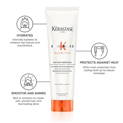 Nutritive Heat Protecting Styling Cream for Dry Hair - Kérastase | Sephora Kerastase Nutritive, Dry Hair Care, Semi Permanent Hair Dye, Best Hair Care Products, Heat Protectant, Hydrating Shampoo, Hair Medium, Styling Cream, Deep Conditioning