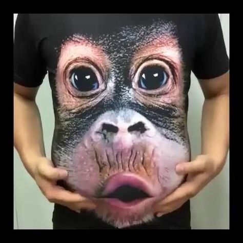 Monkey Face, Creative T Shirt Design, Monkey T Shirt, Funny Shirts For Men, Monkeys Funny, Creative Tshirt, Tshirt Pattern, Tee Shirt Homme, 3d T Shirts