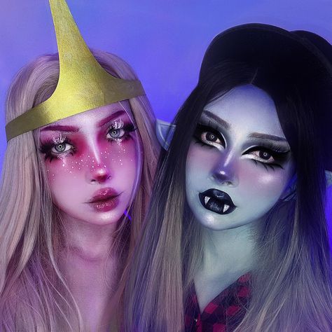 MARCELINE PRINCESS Marceline Makeup, Princess Bubblegum Makeup, Ideas Maquillaje, Drag King, Cute Couple Halloween Costumes, Halloween 2022, Princess Bubblegum, Costumes Ideas, Character Inspo