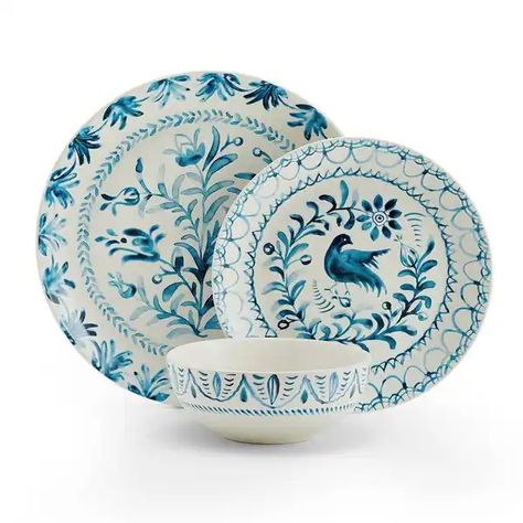 Fitz and Floyd Sicily Blue Dinnerware 12Pc Set - Bed Bath & Beyond - 39986605 Blue Dinner Plates, Blue Dinnerware, China Hutch, Stoneware Dinnerware Sets, White Dinnerware, Stoneware Dinnerware, Holiday Centerpieces, Pottery Plates, Soup Bowls