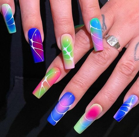 Aura Nails Blue, Nails Aura, Aqua Nails, Cute Summer Nail Designs, Aura Nails, Asian Nails, Colorful Nail, Cute Spring Nails, Nails Green