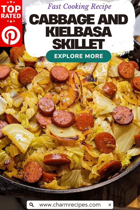 Quick and Delicious Cabbage and Kielbasa Skillet Fried Cabbage And Kielbasa, Cabbage Kielbasa, Cabbage And Kielbasa, Kielbasa Skillet, Kielbasa And Cabbage, Kielbasa Recipes, Cabbage And Sausage, Fried Cabbage, Awesome Food