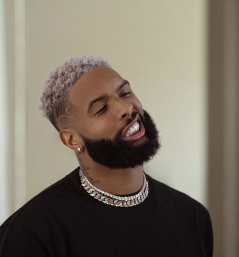 Odell Beckham Jr Hair, Grey Hair Black Man, Black Men Hair Colour, Platinum Blonde Hair Men, Black Hair Cuts, Grey Blonde Hair, Dyed Hair Men, Black Kings, Ear Tattoo Ideas