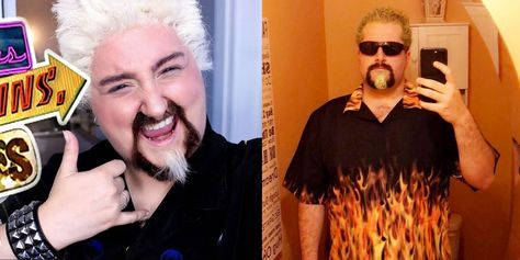 Guy Fieri Costume, Best Guy, Bobby Flay Recipes, Spitting Image, Bobby Flay, Guy Fieri, Bright Blonde, Group Costumes, Coca Cola Vintage