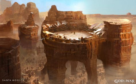 one of the dusty arenas in which Angron learnt his craft. Desert Market Concept Art, Desert Ruins Fantasy Art, Desert Village Fantasy Art, Fantasy Desert Village, Dnd Desert City, Desert City Concept Art, Desert City Fantasy Art, Fantasy Desert City, Desert Fantasy Art