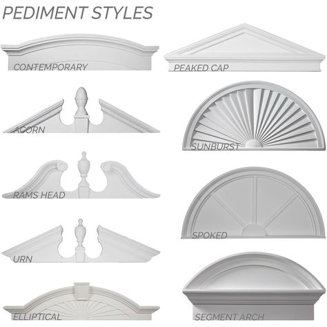 61"W x 20"H x 7/8"P Peaked Urn Pediment - Walmart.com - Walmart.com Arched Window Coverings, Exterior Door Trim, Round Windows, House Flipper, Project House, Farmhouse Renovation, Door Casing, Eagle Rock, Crown Moulding