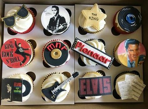 Elvis Presley Cupcakes, Elvis Cupcakes, Elvis Birthday Party, Elvis Party, Elvis Cake, Elvis Cakes, Elvis Birthday, 19th Bday, Cake Inspo