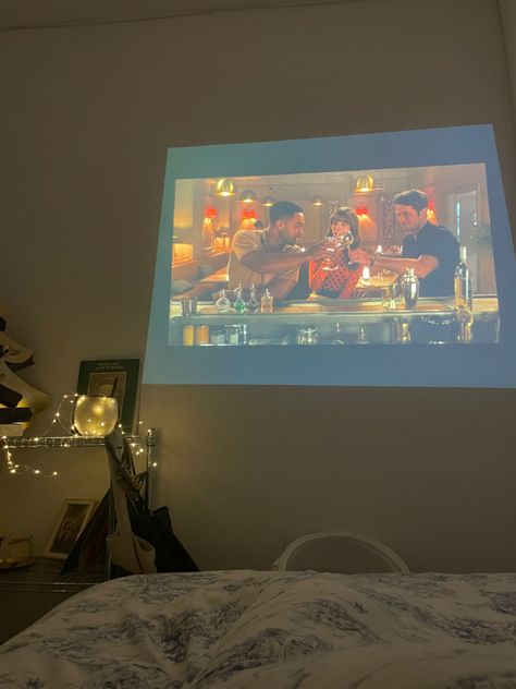 #room #christmas #aesthetic #movienight #design #roomdecoration #lights #projector #cozy #home #fashion Projector In Room Aesthetic, Mini Projector Aesthetic, Projector Room Aesthetic, Film Projector Aesthetic, Movie Projector Room, Projector In Bedroom Aesthetic, Aesthetic Projector, Projector Aesthetic, Room Projector