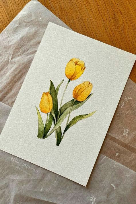 Tulip Painting, Watercolor Tulips, Watercolor Tutorial, Bio Art, Tulip Print, Watercolor Ideas, Watercolor Flower Art, Cat Air, 수채화 그림