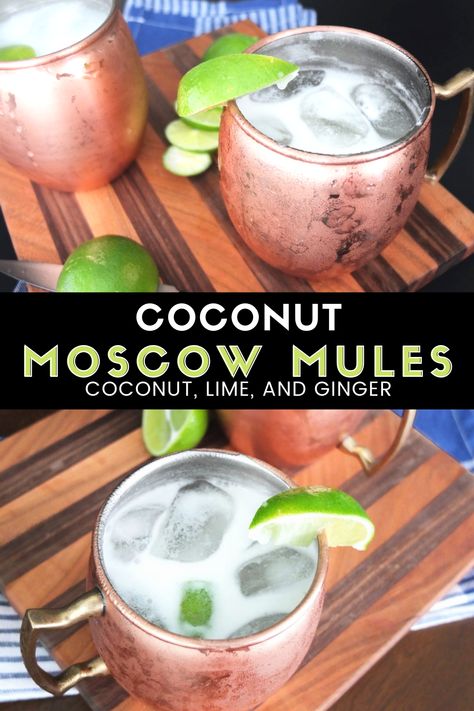 Coconut Moscow Mules are a refreshing and life vodka cocktail recipe. With notes of coconut, lime, and ginger it's the perfect summer cocktail recipe with a Thai twist on a classic. This is one of our favorite coconut cocktails. #ElleTalk #coconut #coconutcocktail #moscowmule #vodka #vodkacocktail #vodkadrink Moscow Mule Recipe, Spicy Cocktail, Moscow Mules, Mule Recipe, Vodka Cocktails Recipes, Beach Cocktails, Vodka Cocktail, Boozy Drinks, Drink Drank Drunk