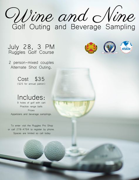 Wine and Nine Golf outing and Beverage Sampling July 28 at Ruggles Golf Tournament Ideas, Family Golf, Golf Tournament Gifts, Golf Fundraiser, Golf Ball Crafts, Golf Events, Golf Diy, Golf Stuff, Golf Event