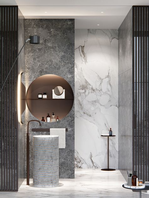 AB | GRAY AND ROUGH on Behance Luxury Hotel Bathroom, Penthouse Interior, Art Place, Washroom Design, Bathroom Design Decor, Toilet Design, Bathroom Design Luxury, Marble Bathroom, Staircase Design