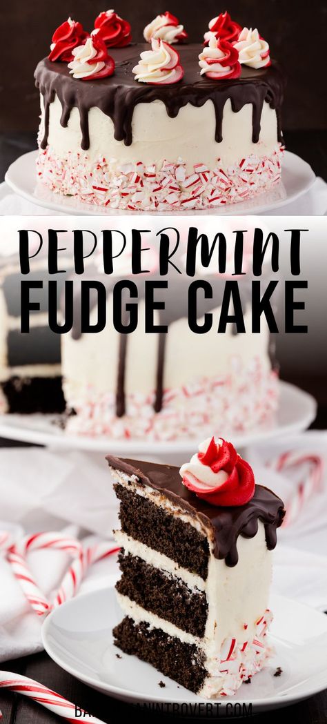 Easy Holiday Desserts Christmas, Fudge Christmas, Fudgy Chocolate Cake, Chocolate Peppermint Cake, Peppermint Cake, Holiday Desserts Christmas, Peppermint Fudge, Best Christmas Desserts, Christmas Cake Pops