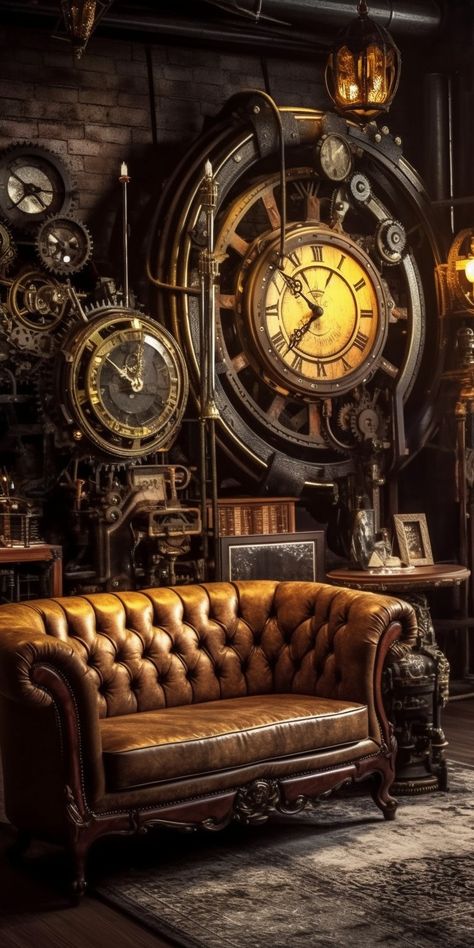 Stunning Staircases, Steampunk Rooms, Steampunk Interior, Steampunk Home Decor, Trunk Or Treat Ideas, Casa Hobbit, Steampunk City, Steampunk Furniture, Steampunk Artwork