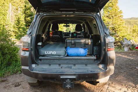 Air Mattress 2.0 – Toyota 4Runner | Luno® Sleeping In Your Car, 2010 4runner, Solo Camping, Comfortable Camping, Air Mattress Camping, Camping Mattress, Tent Poles, Sleeping Under The Stars, Custom Storage