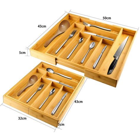 Laci Meja, Drawers Ideas, Bathroom Mirror Design, Kitchen Racks, Bamboo Cutlery, Cutlery Drawer, Kitchen Sink Storage, Utensil Drawer, Kitchen Cupboard Designs