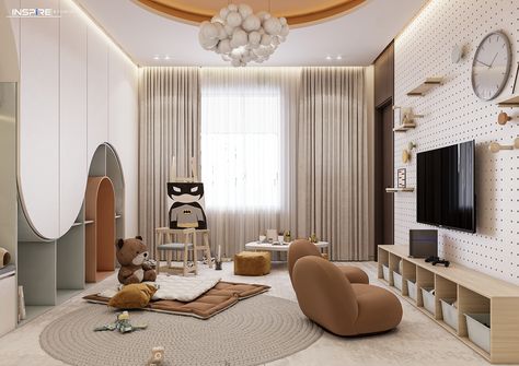 Kids Playroom on Behance Bedroom Minimalist Modern, Modern Kids Playroom, Kids Bedroom Furniture Design, Modern Playroom, Cafe Concept, Playroom Design, Kids Interior Room, Baby Rooms, Kids Area