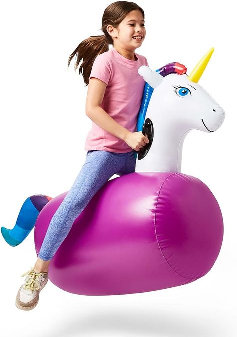 Amazon.com: Hearthsong Inflatable Ride-On Bouncing Unicorn, Single, 48”L x 20”W x 36”H, Ergonomic Side Handles, Heavy Duty Vinyl, Ages 5 and Up : Toys & Games Inflatable Unicorn, Kids Holiday Gifts, Yard Games, Bull Riding, Cornhole Set, Boy Accessories, Outdoor Games, Play Activities, Kids Health