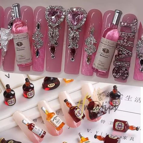 Mix 20pcs Wine Bottle Nail Charms Drink Bottle Jewelry Nail Art Decoration Red Wine BottleAcrylic DIY Nail Gifts Accessories - AliExpress   aliexpress.com Wine Nails, Acrylic Nail Set, Hard Nails, Red Wine Bottle, Nail Art Jewelry, Wine Bottle Diy, Bottle Jewelry, Diy Nail Designs, Drink Bottle