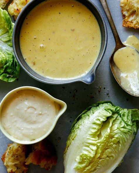 Caesar Salad Dressing - Spoon Fork Bacon Caesar Salad Dressing Recipe, Homemade Caesar Salad Dressing, Spoon Fork Bacon, Classic Caesar Salad, Caesar Salad Dressing, Homemade Mixes, Caesar Salad Recipe, Croutons Homemade, Sandwich Spread