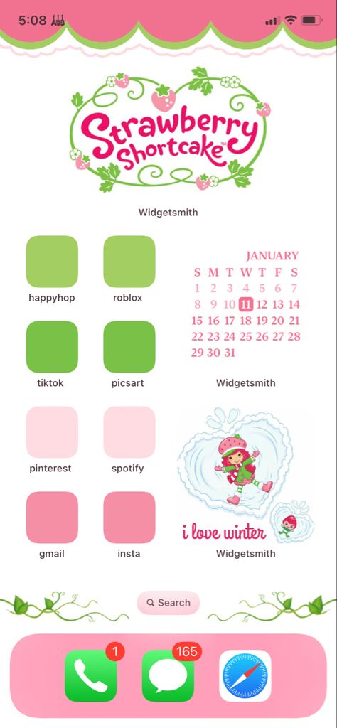 Strawberry Shortcake Layout, Strawberry Themed Homescreen, Aesthetic Ios 16 Ideas, Strawberry Iphone Layout, Strawberry Shortcake Iphone Theme, Mlp Phone Layout, Strawberry Homescreen Layout, Matching Phone Themes, Strawberry Shortcake Wallpaper Ipad