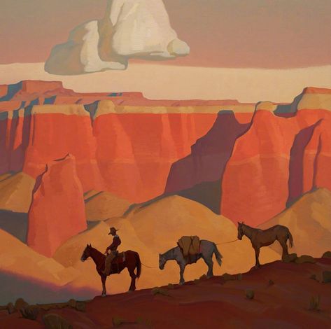 Samurai Cowboy, Cloud Runner, Western Art Paintings, Desert Paintings, Arizona Beauty, Desert Landscape Art, Maynard Dixon, Western Landscape, Southwestern Art