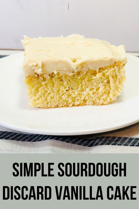 Transform your sourdough discard into a delightful dessert with our Simple Sourdough Discard Vanilla Cake recipe! This easy-to-make cake is moist, flavorful, and perfect for any occasion. Whether you're new to baking with sourdough or a seasoned pro, our step-by-step guide ensures success every time. Visit our blog for the full recipe and enjoy this delicious way to use up your sourdough discard! Sourdough Discard Apple Cake, Sourdough Discard Sweet Recipes, Sourdough Discard Cake Recipes, Sourdough Discard Cake, Sourdough Cake Recipes, Sourdough Breads, Simple Sourdough, Recipe Using Sourdough Starter, Discard Recipe