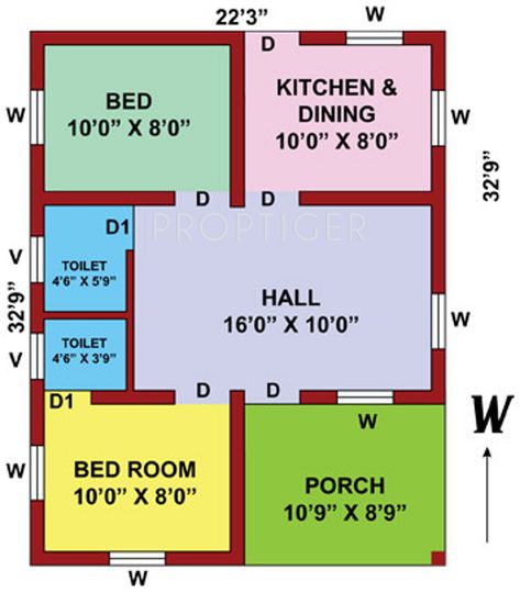 Small House Map, 20×30 House Plan, One Story House Plans, Small Apartment Floor Plans, Home Map Design, 20x30 House Plans, House Projects Architecture, 20x40 House Plans, One Story House