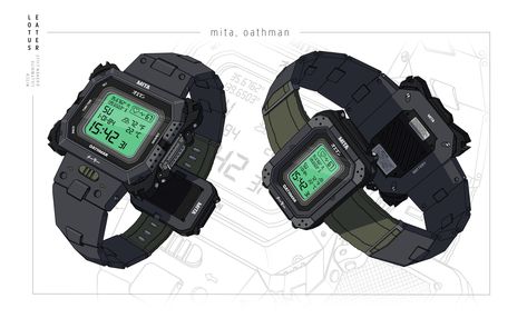 Cyberpunk Gadgets Concept, Watch Concept, Sci Fi Wrist Gadget, Cyberpunk Watch, Modern Digital Watch With Tachymeter, Ham Radio Kits, Cyberpunk Tech, Futuristic Watches, Cyberpunk Concept Art