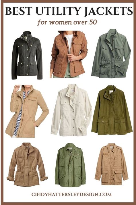 Utility Jackets for Women Over 50 Cargo Jackets Women, Utility Jackets For Women, How To Style Utility Jacket, Travel Jackets For Women, Womens Jackets 2023, Best Travel Jacket For Women, Utility Outfit Women, Fall Jackets For Women 2023, Utility Jacket Women Outfit