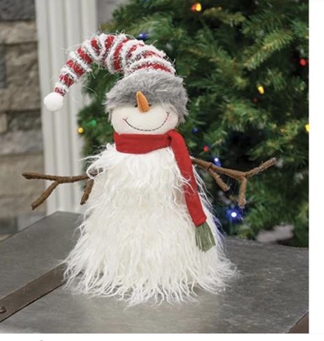 Fabric Snowman, Winter Gnomes, Snowman Doll, Snowman Crafts Diy, Fuzzy Fabric, Christmas Golf, Striped Hat, Handmade Christmas Crafts, Diy Snowman