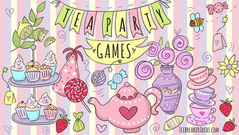 Princess Tea Party Games, High Tea Party Games For Adults, Yea Party Games, Tea Party Menu For Kids, Tea Party Activities For Kids, Tea Party Crafts For Kids, Tea Party Games For Women, Tea Party Games For Kids, Tea Party Ideas For Kids