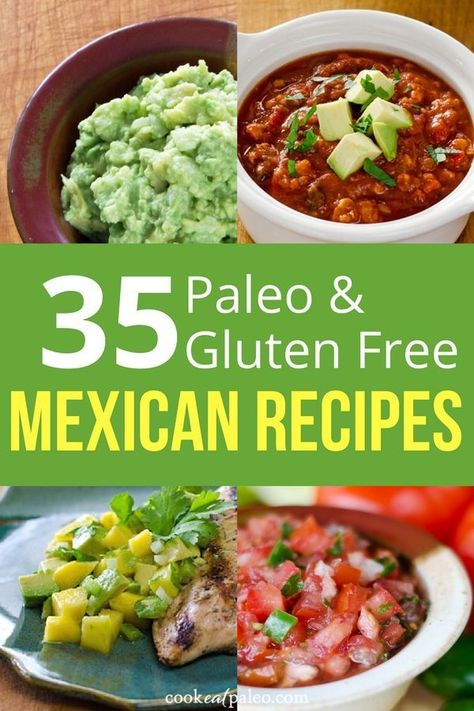 Paleo versions of your favorite Mexican food recipes - easy dinners including tacos, enchiladas, carnitas, fajitas, casserole, nachos and guacamole! #Mexicanfood #easydinner #paleorecipes #glutenfree Chicken And Pork Recipes, Fajitas Casserole, Paleo Mexican Recipes, Gluten Free Mexican Recipes, Paleo Mexican, Slow Cooker Salsa Chicken, Mexican Dinner Recipes, Slow Cooker Tacos, Mexican Dinner