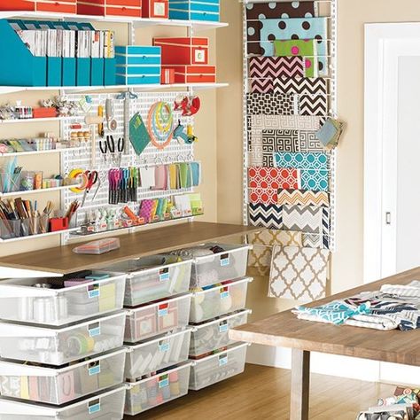 Organized Craft Room, Dream Craft Room, Craft Room Design, Sewing Room Organization, Scrapbook Room, Office Crafts, Craft Room Storage, Craft Room Office, Sewing Rooms