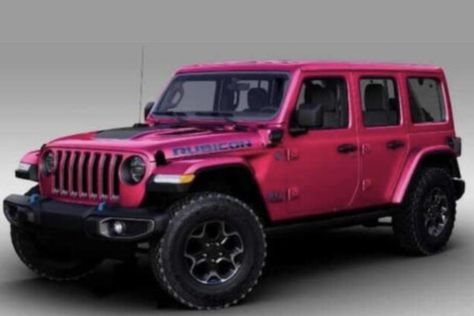 Jeep Design Boss Leaks Wrangler's New Shade Of Pink. The color is named after Carol "Pinky" Tuscadero in Happy Days. Pink Jeep Accessories, Pink Jeep Wrangler, Dodge Challenger Models, Jeep Names, Adventure Jeep, New Jeep Wrangler, Pink Jeep, Jeep Brand, Adventure Car