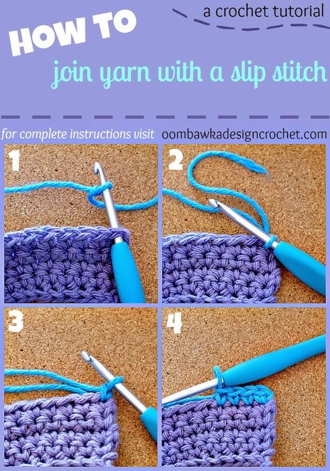 How To Join New Yarn with a Slip Stitch • Oombawka Design Crochet Join Yarn, Modern Haken, Slip Stitch Crochet, Learning To Crochet, Crochet 101, Design Crochet, Mode Crochet, Stitch Tutorial, Beginner Crochet Projects