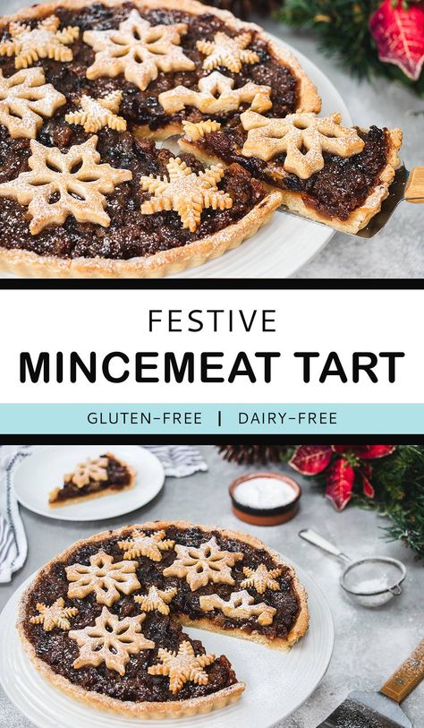 A fun twist on your traditional mince pies, this festive mincemeat tart is made with soft and golden shortcrust pastry. #giantmincepie #glutenfreechristmas #glutenfreebaking #mincepies #festivebaking Dairy Free Pastry, Sweet Pies, Gluten Dairy Free, Gluten Free Christmas, Gluten And Dairy Free, Gluten Free Bakery, Shortcrust Pastry, Gluten Free Dairy Free Recipes, Sweet Pie