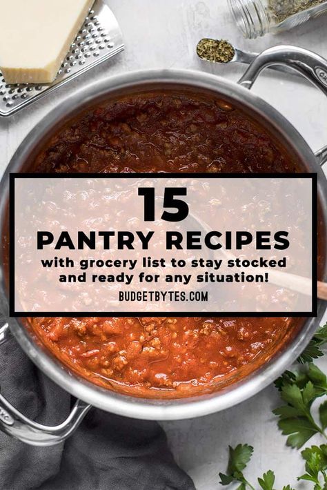 Birthday Dinner Recipes, Shelf Cooking, Pantry Cooking, Staple Recipes, Pantry Meals, Food Storage Recipes, Pantry Recipes, Budget Bytes, Inexpensive Meals